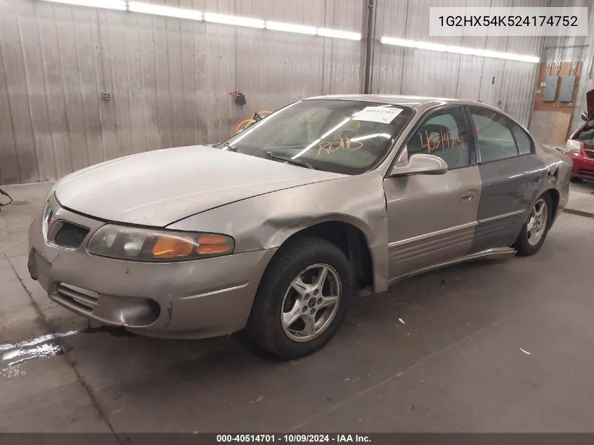 2002 Pontiac Bonneville Se VIN: 1G2HX54K524174752 Lot: 40514701