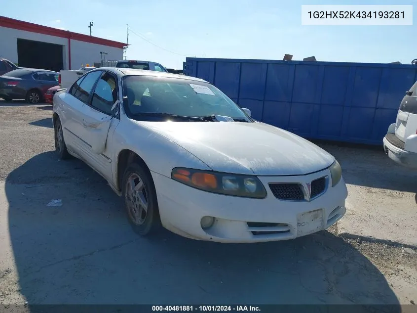 2003 Pontiac Bonneville Se VIN: 1G2HX52K434193281 Lot: 40481881