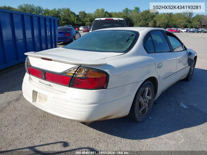 2003 Pontiac Bonneville Se VIN: 1G2HX52K434193281 Lot: 40481881