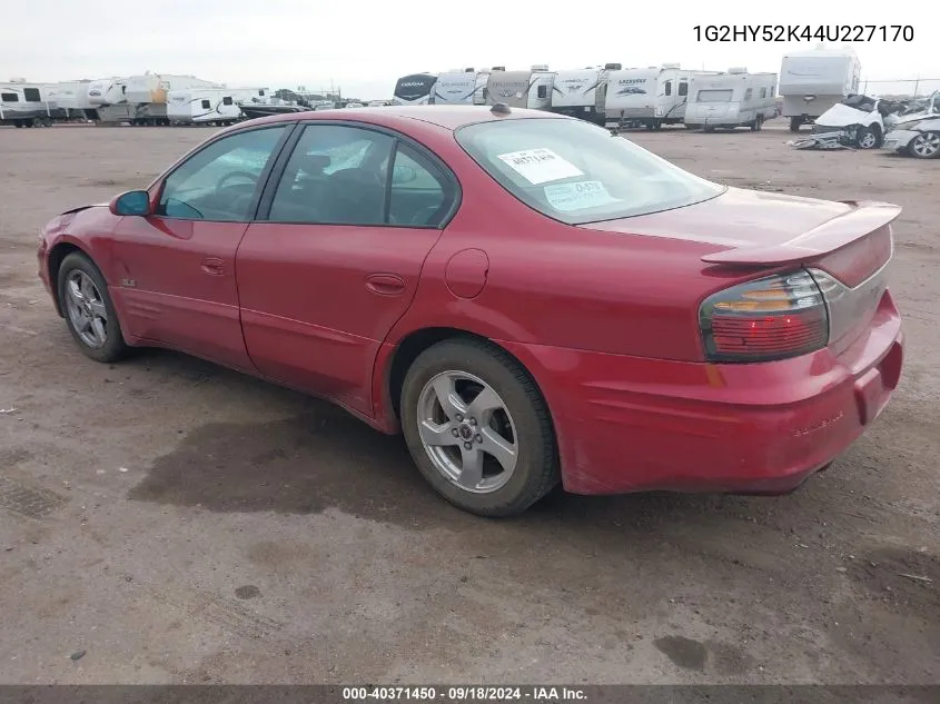 2004 Pontiac Bonneville Sle VIN: 1G2HY52K44U227170 Lot: 40371450