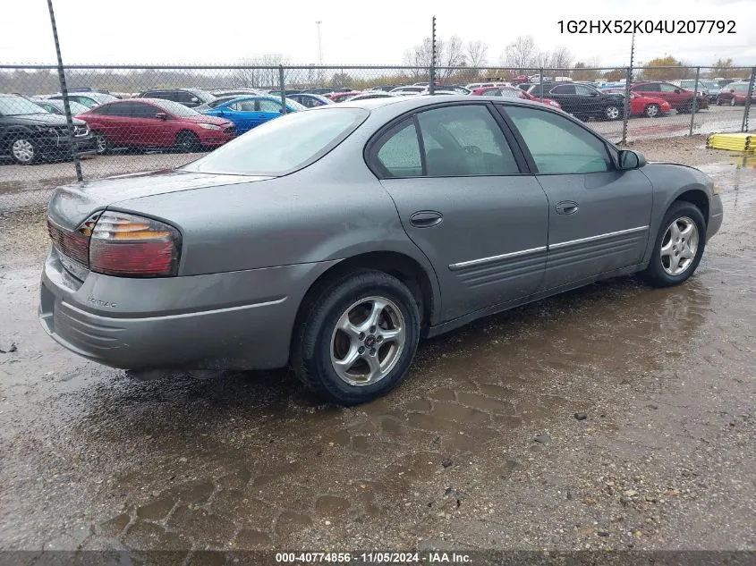 2004 Pontiac Bonneville Se VIN: 1G2HX52K04U207792 Lot: 40774856