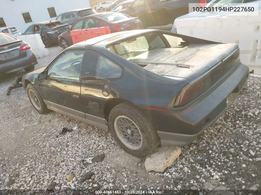 1987 Pontiac Fiero Gt VIN: 1G2PG1194HP227650 Lot: 40661453