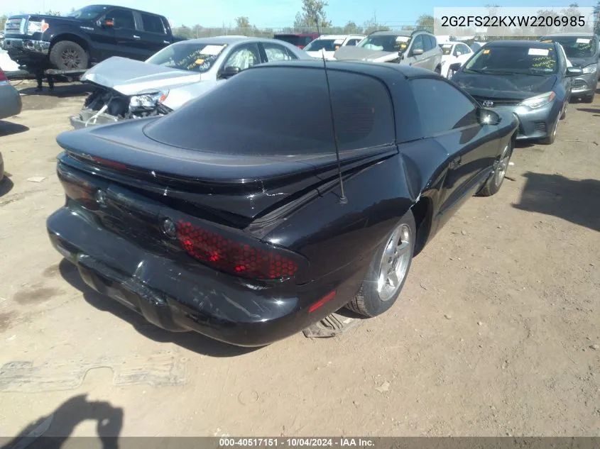 1998 Pontiac Firebird VIN: 2G2FS22KXW2206985 Lot: 40517151