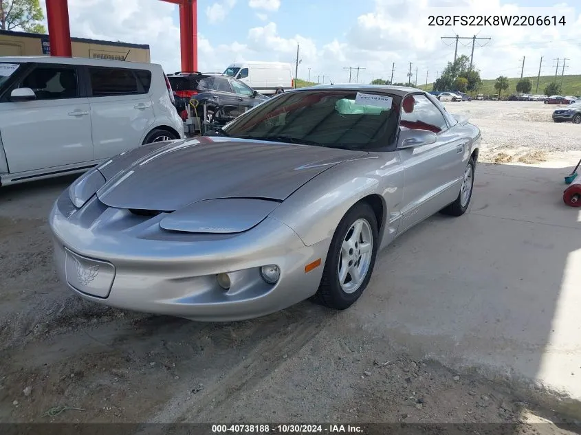 1998 Pontiac Firebird VIN: 2G2FS22K8W2206614 Lot: 40738188