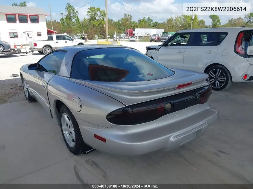 1998 Pontiac Firebird VIN: 2G2FS22K8W2206614 Lot: 40738188