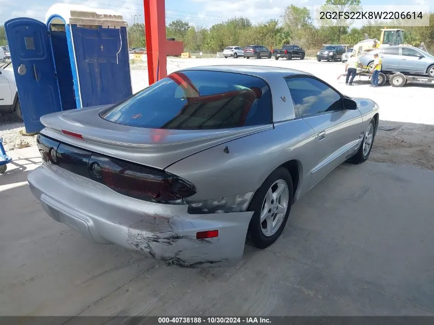 1998 Pontiac Firebird VIN: 2G2FS22K8W2206614 Lot: 40738188