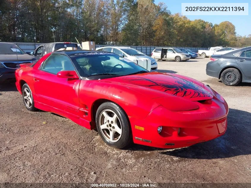 1999 Pontiac Firebird VIN: 2G2FS22KXX2211394 Lot: 40708952