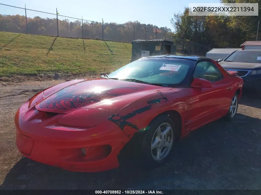 1999 Pontiac Firebird VIN: 2G2FS22KXX2211394 Lot: 40708952