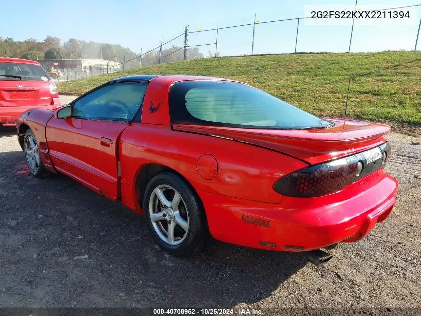 1999 Pontiac Firebird VIN: 2G2FS22KXX2211394 Lot: 40708952