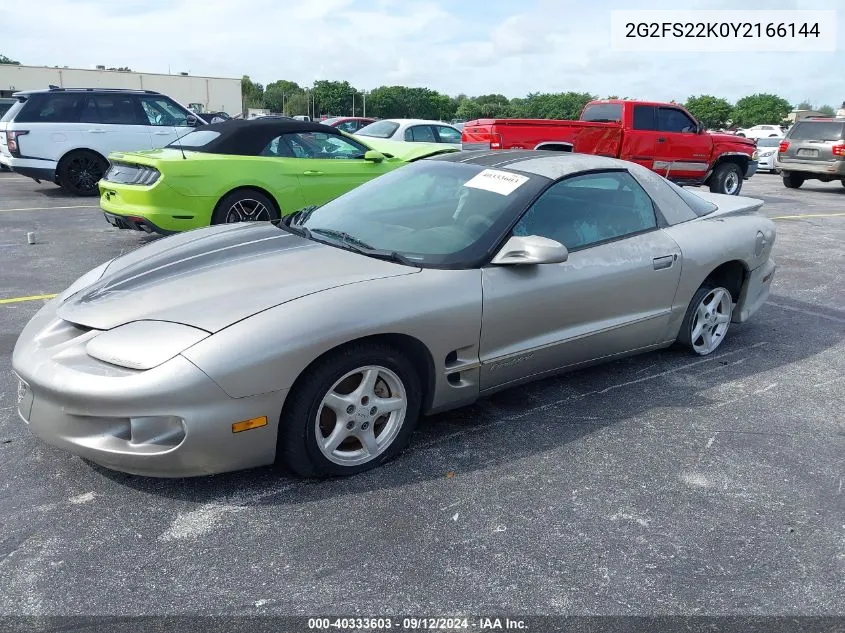 2G2FS22K0Y2166144 2000 Pontiac Firebird