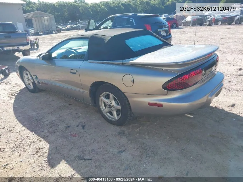 2001 Pontiac Firebird VIN: 2G2FS32K512120479 Lot: 40413108