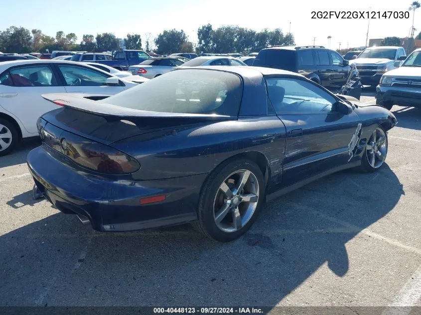 2001 Pontiac Firebird Trans Am VIN: 2G2FV22GX12147030 Lot: 40448123