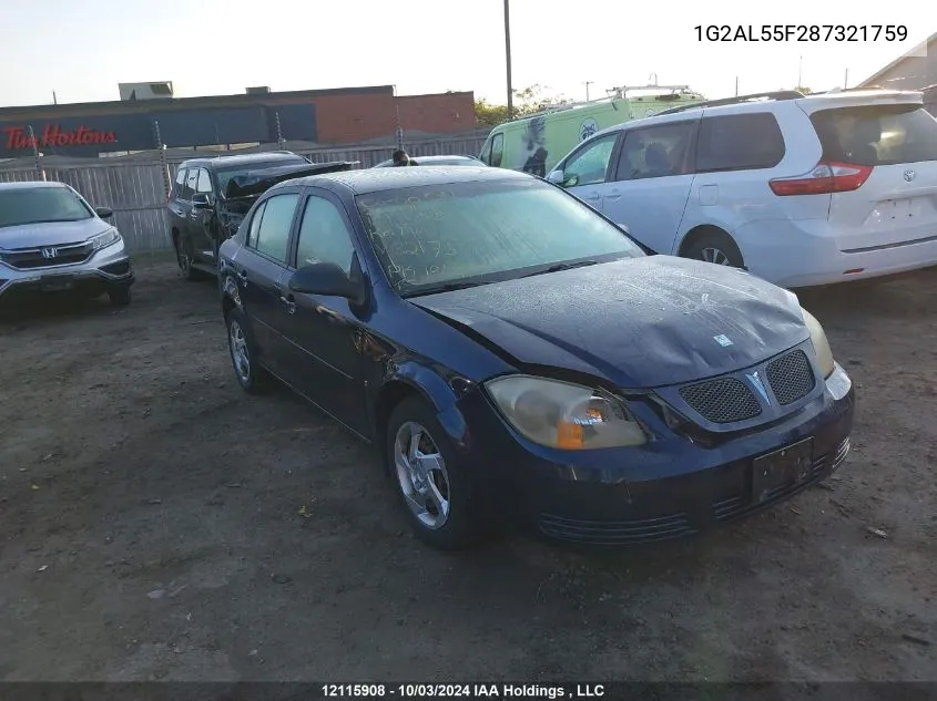 2008 Pontiac G5 Se VIN: 1G2AL55F287321759 Lot: 12115908