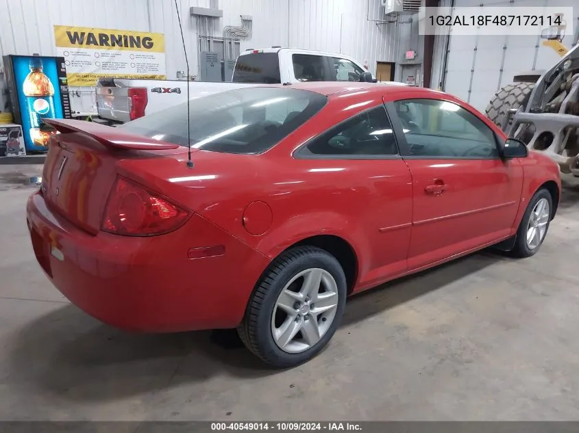 2008 Pontiac G5 VIN: 1G2AL18F487172114 Lot: 40549014