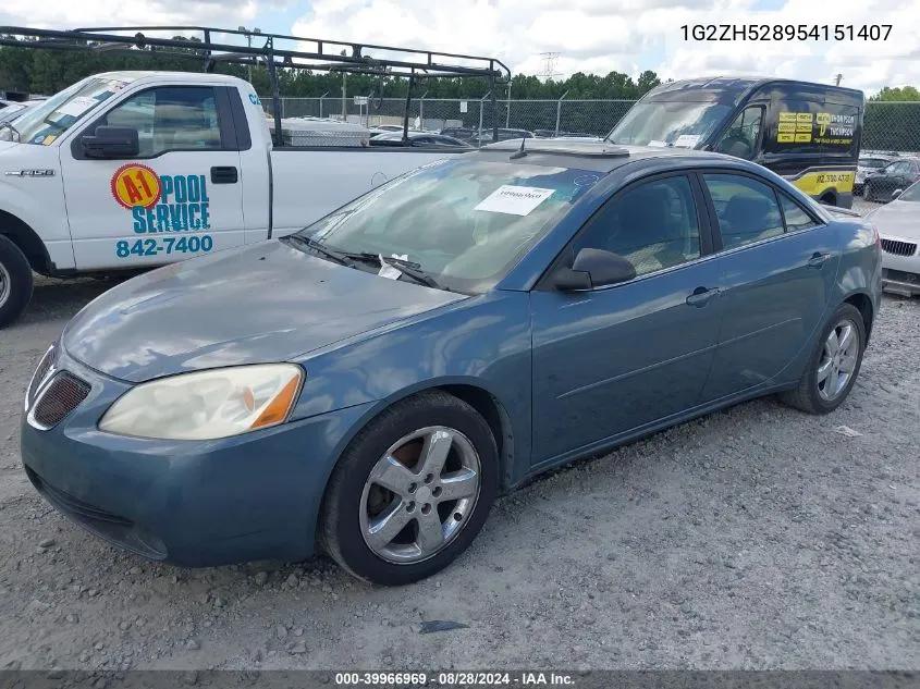 2005 Pontiac G6 Gt VIN: 1G2ZH528954151407 Lot: 39966969