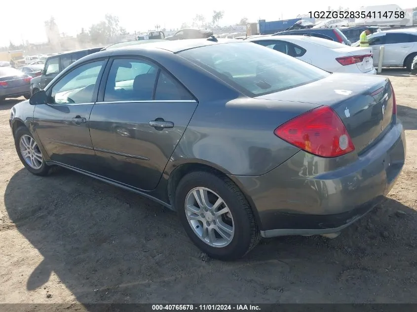 2005 Pontiac G6 VIN: 1G2ZG528354114758 Lot: 40765678