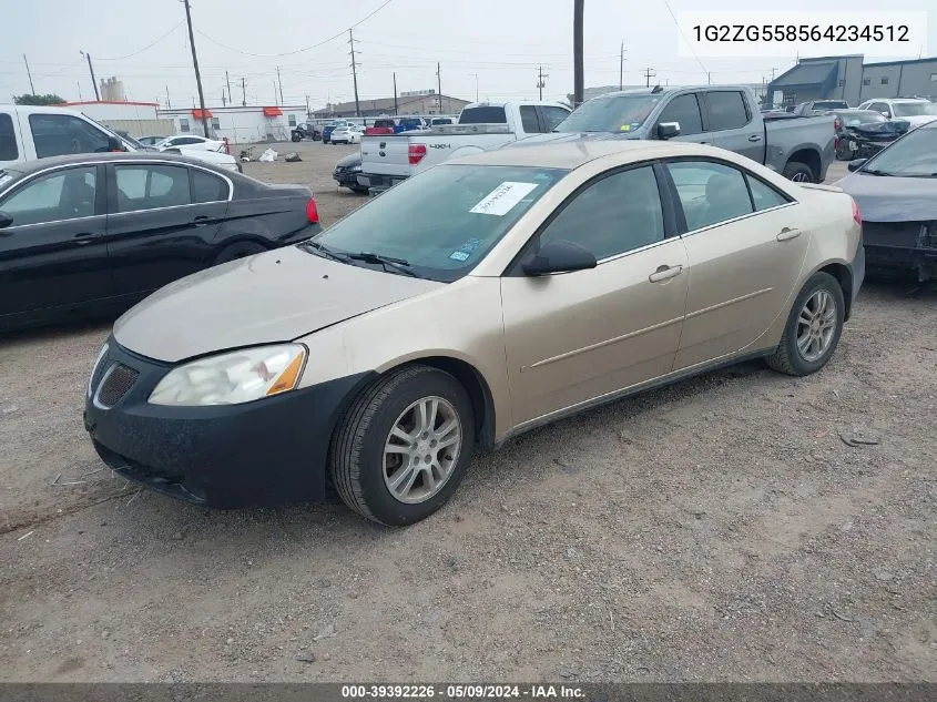 2006 Pontiac G6 VIN: 1G2ZG558564234512 Lot: 39392226