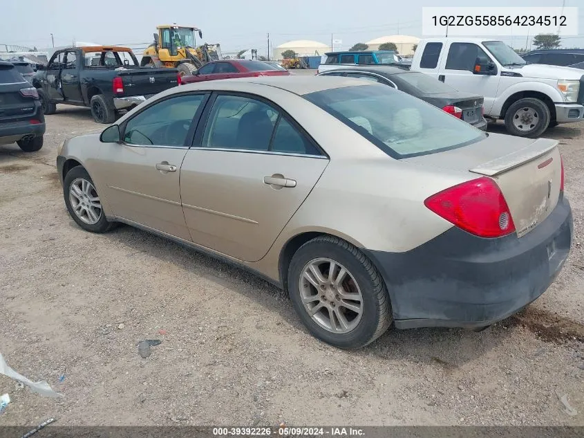 2006 Pontiac G6 VIN: 1G2ZG558564234512 Lot: 39392226