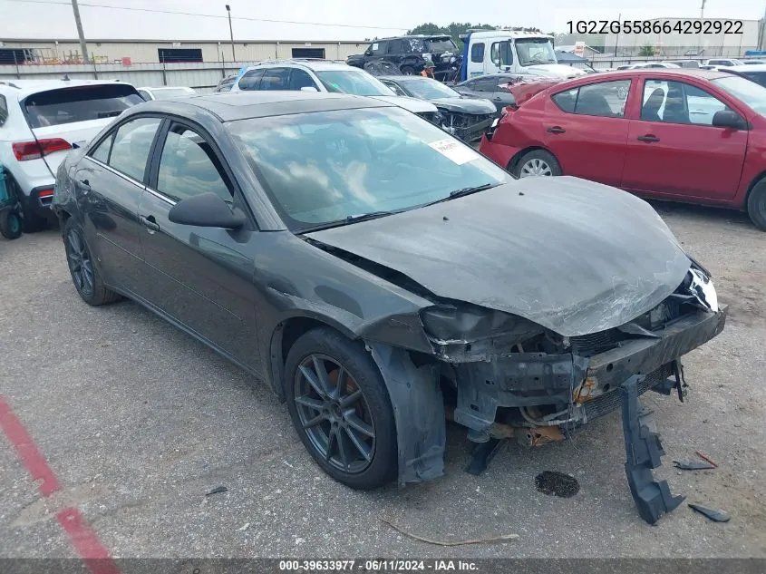 1G2ZG558664292922 2006 Pontiac G6