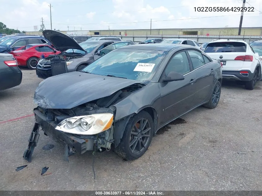 2006 Pontiac G6 VIN: 1G2ZG558664292922 Lot: 39633977