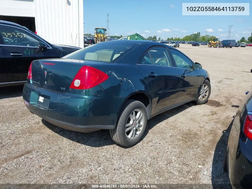 2006 Pontiac G6 VIN: 1G2ZG558464113759 Lot: 40046751