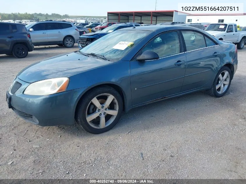 2006 Pontiac G6 Gtp VIN: 1G2ZM551664207511 Lot: 40252740