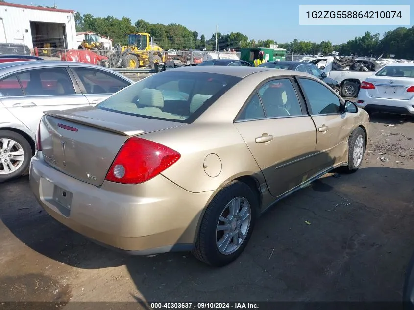 1G2ZG558864210074 2006 Pontiac G6 Se1