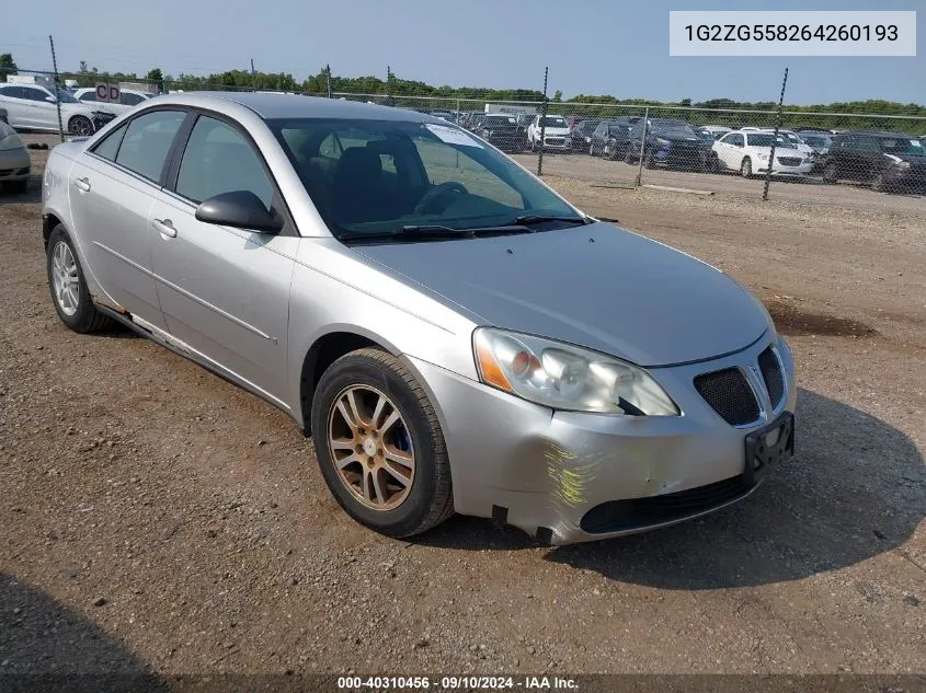 2006 Pontiac G6 Se1 VIN: 1G2ZG558264260193 Lot: 40310456