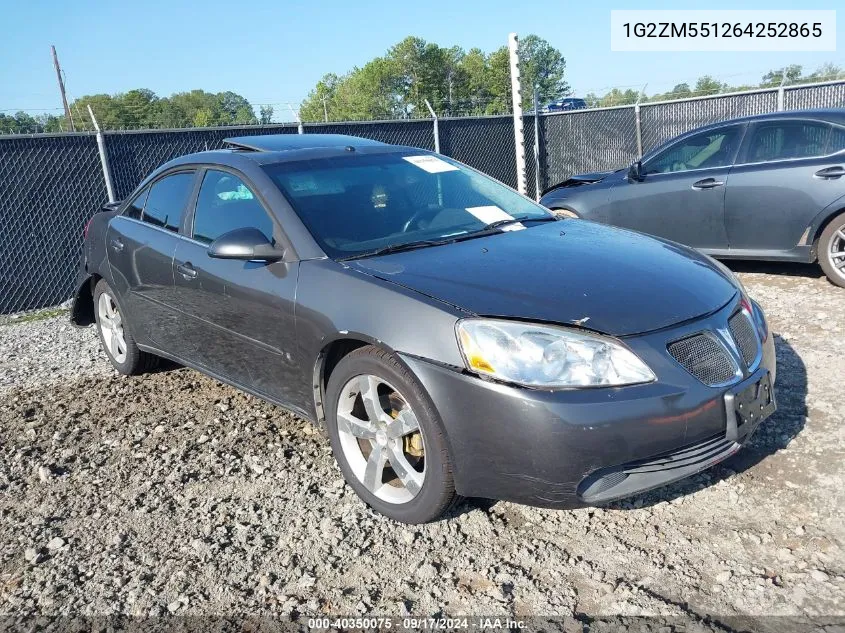 2006 Pontiac G6 Gtp VIN: 1G2ZM551264252865 Lot: 40350075