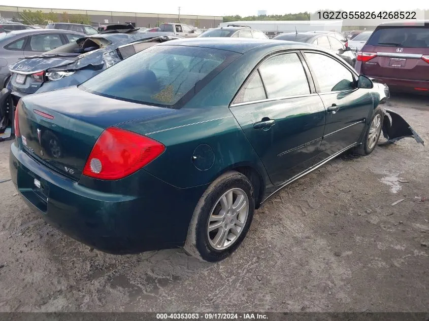 2006 Pontiac G6 Se1 VIN: 1G2ZG558264268522 Lot: 40353053