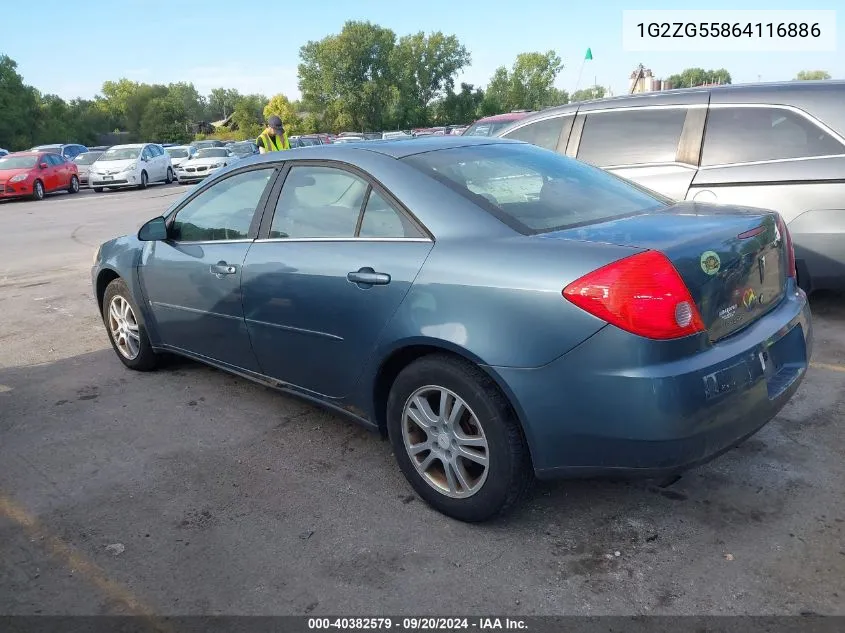 2006 Pontiac G6 VIN: 1G2ZG55864116886 Lot: 40382579