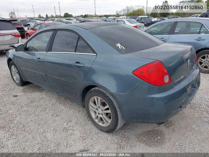 2006 Pontiac G6 VIN: 1G2ZG558164152860 Lot: 40398343