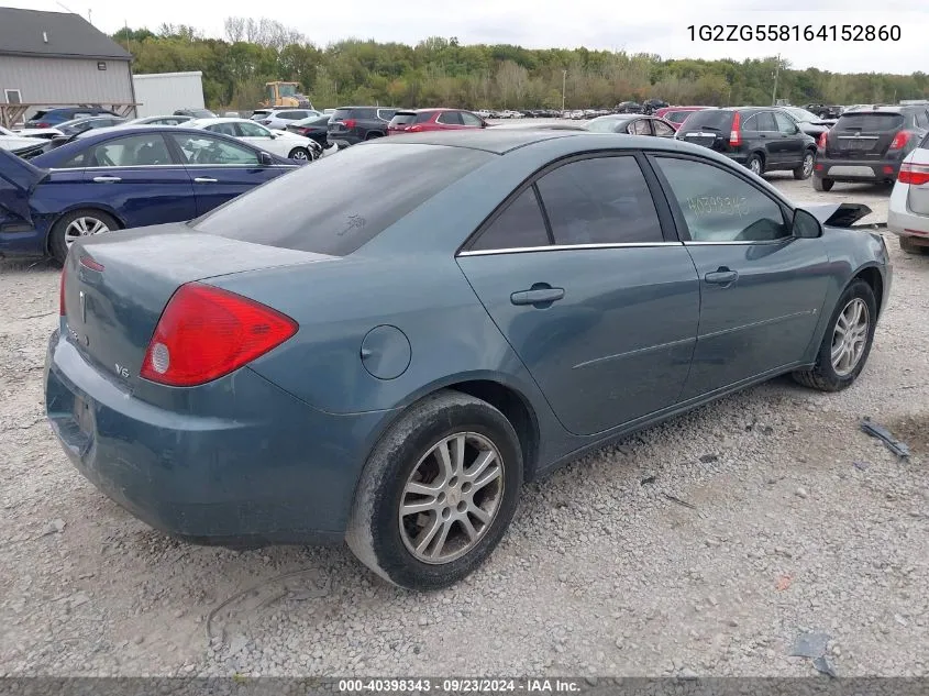 2006 Pontiac G6 VIN: 1G2ZG558164152860 Lot: 40398343