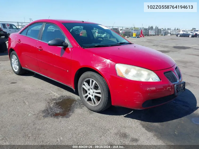 2006 Pontiac G6 VIN: 1G2ZG558764194613 Lot: 40438126