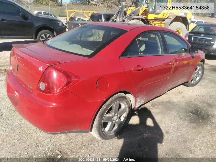 2006 Pontiac G6 Gt VIN: 1G2ZH558364164358 Lot: 40438421