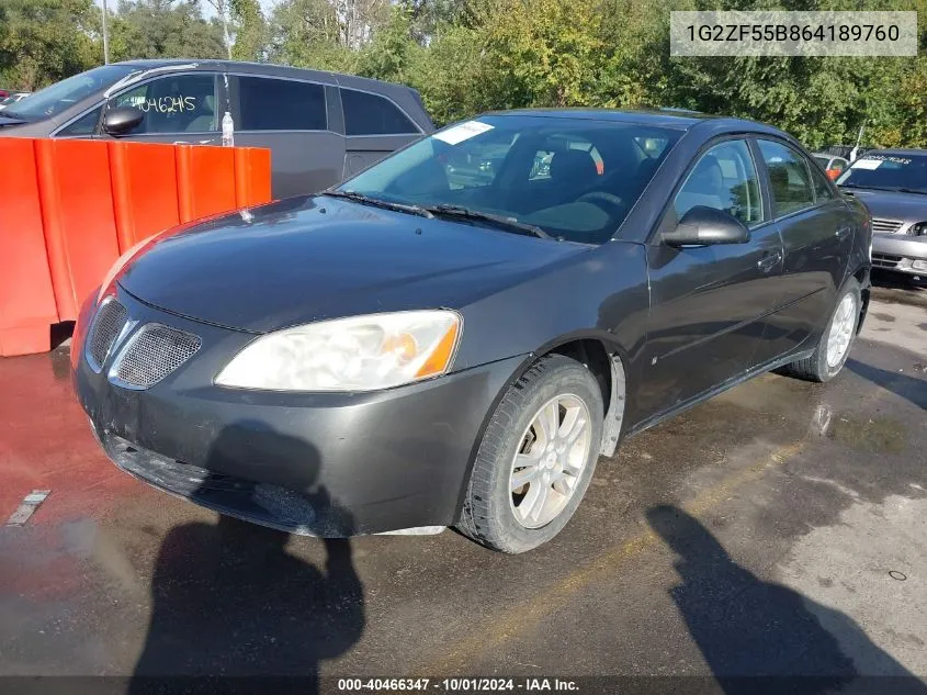 2006 Pontiac G6 VIN: 1G2ZF55B864189760 Lot: 40466347