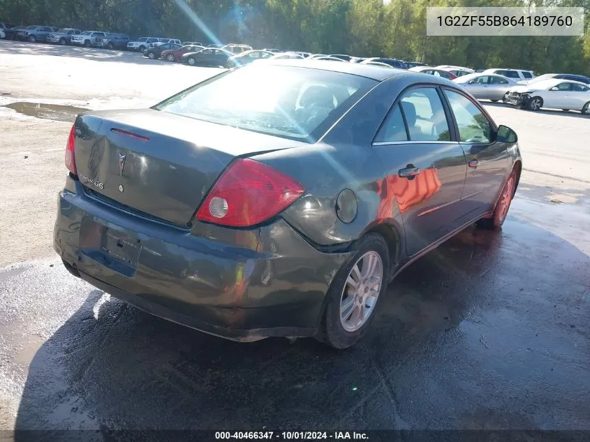 2006 Pontiac G6 VIN: 1G2ZF55B864189760 Lot: 40466347