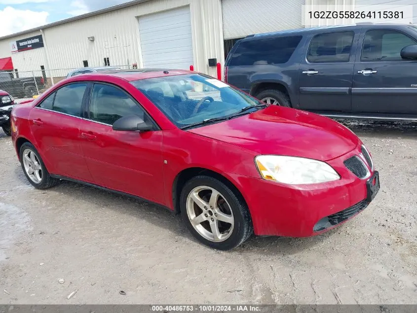 2006 Pontiac G6 VIN: 1G2ZG558264115381 Lot: 40486753