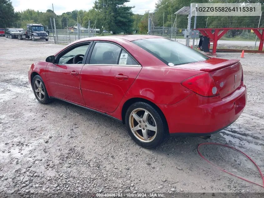 2006 Pontiac G6 VIN: 1G2ZG558264115381 Lot: 40486753