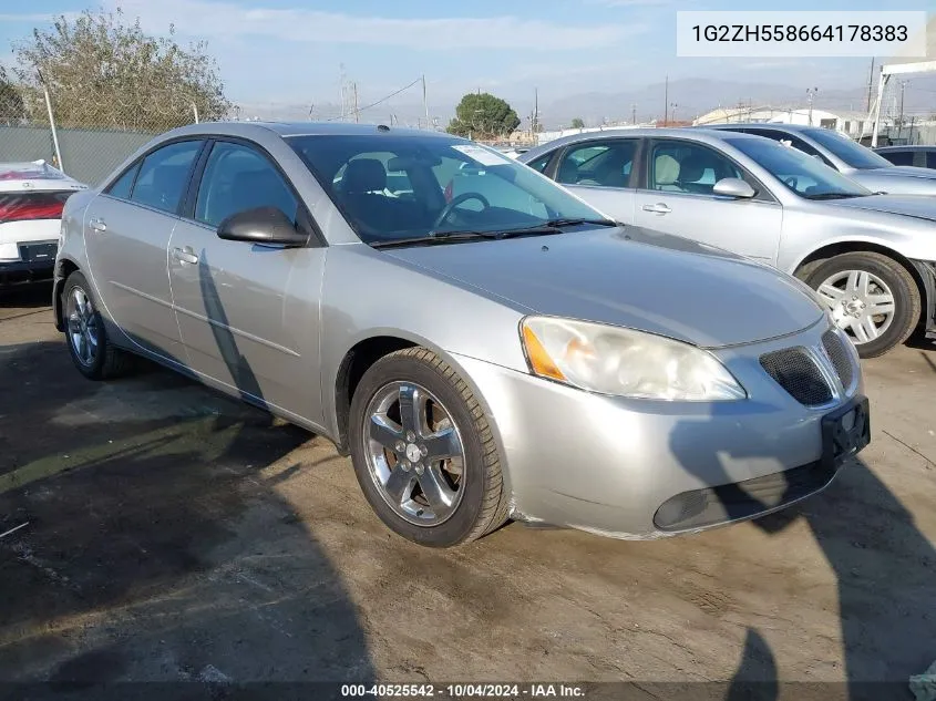 2006 Pontiac G6 Gt VIN: 1G2ZH558664178383 Lot: 40525542