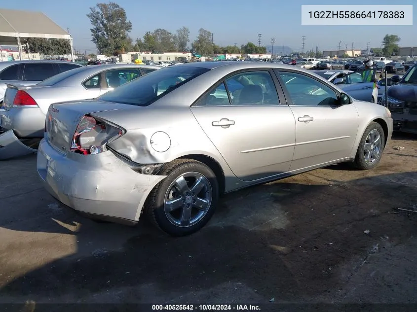 2006 Pontiac G6 Gt VIN: 1G2ZH558664178383 Lot: 40525542