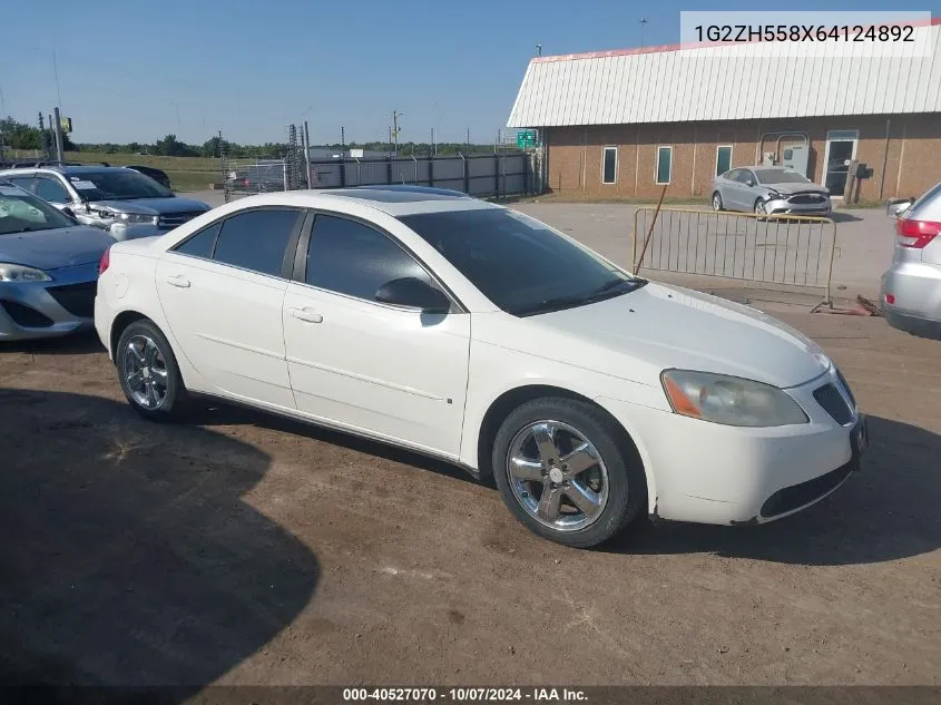 2006 Pontiac G6 Gt VIN: 1G2ZH558X64124892 Lot: 40527070