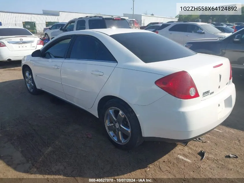 2006 Pontiac G6 Gt VIN: 1G2ZH558X64124892 Lot: 40527070