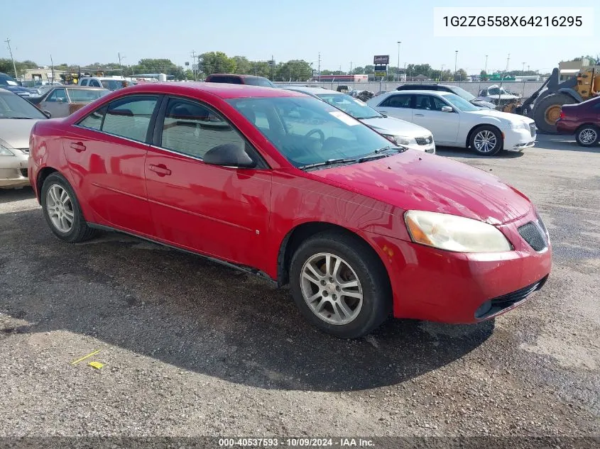 2006 Pontiac G6 VIN: 1G2ZG558X64216295 Lot: 40537593