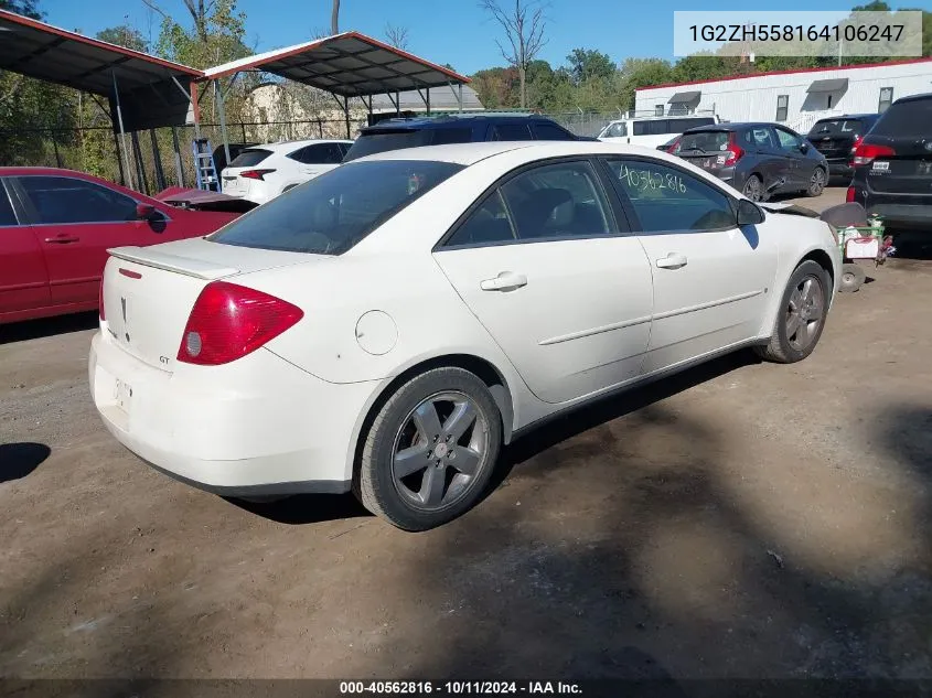 2006 Pontiac G6 Gt VIN: 1G2ZH558164106247 Lot: 40562816