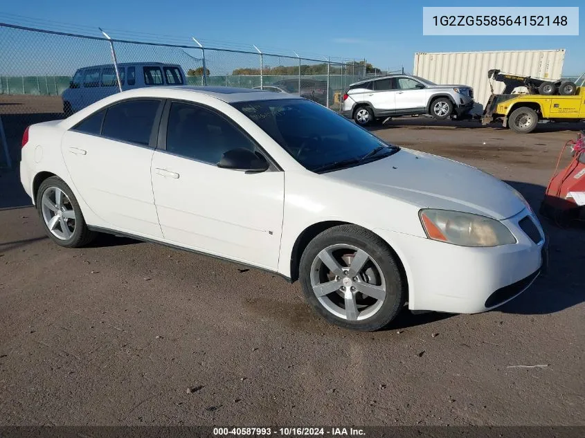 2006 Pontiac G6 VIN: 1G2ZG558564152148 Lot: 40587993