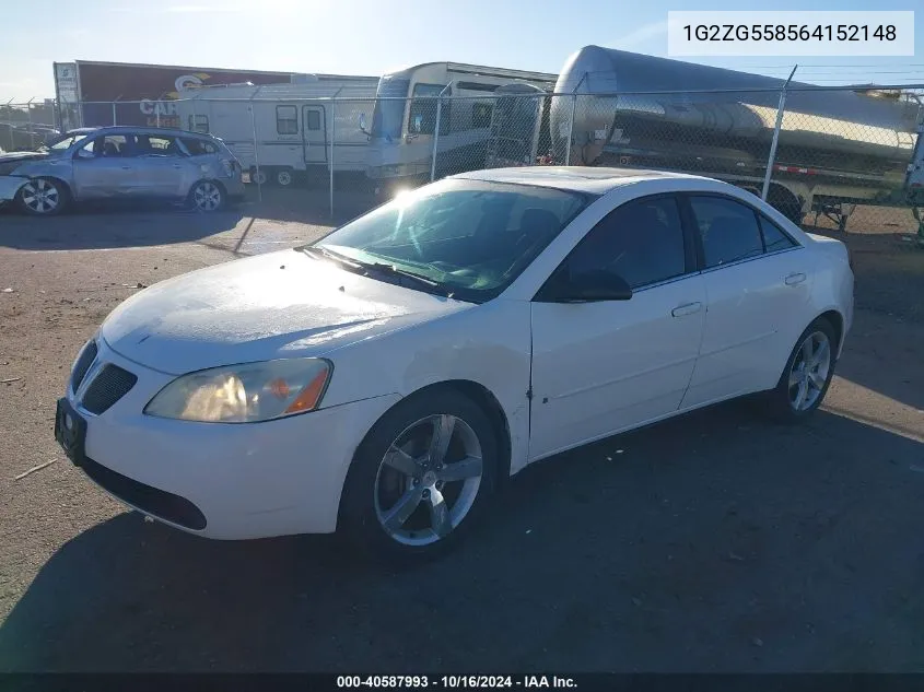 2006 Pontiac G6 VIN: 1G2ZG558564152148 Lot: 40587993