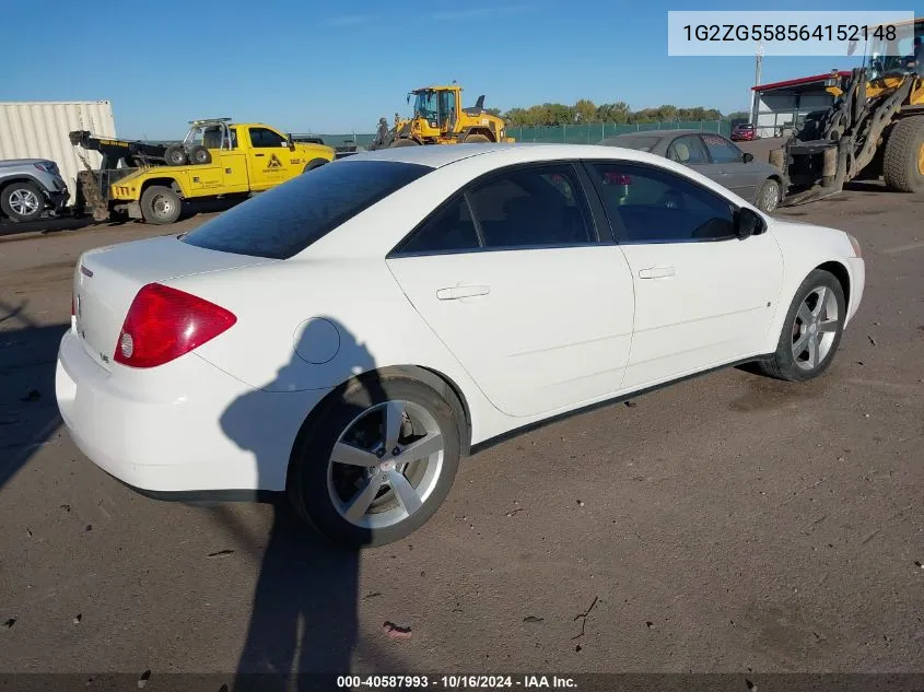 2006 Pontiac G6 VIN: 1G2ZG558564152148 Lot: 40587993