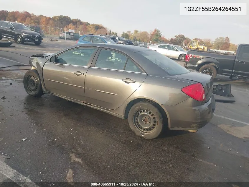 2006 Pontiac G6 VIN: 1G2ZF55B264264551 Lot: 40665911