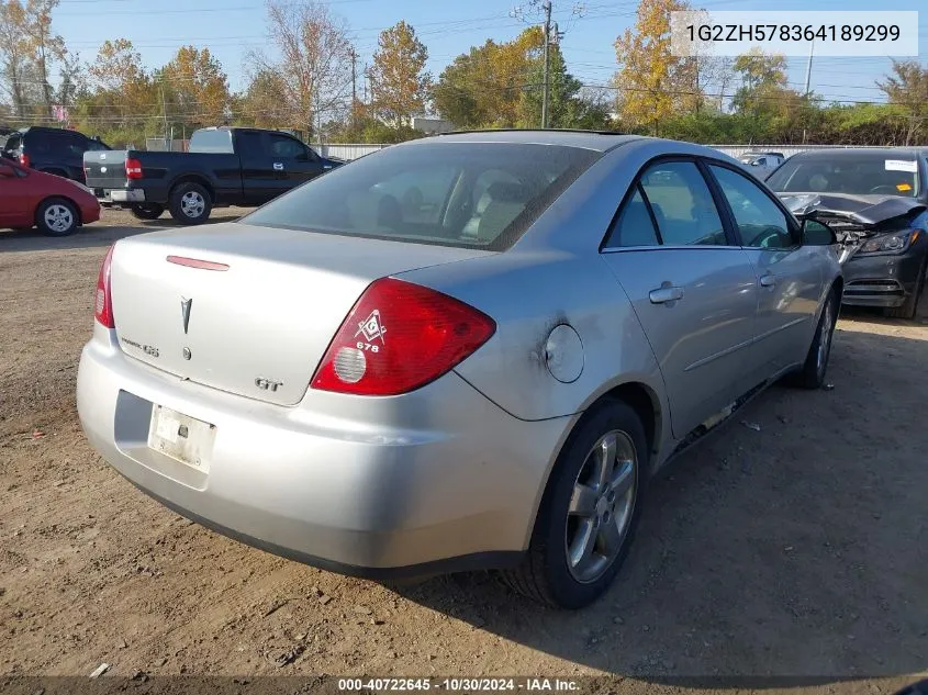 2006 Pontiac G6 Gt VIN: 1G2ZH578364189299 Lot: 40722645